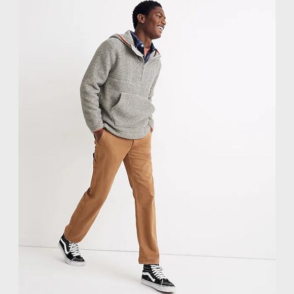 MADEWELL Polartec Thermal Pro Pullover Fleece Hoodie Sherpa Half Zip Cozy Gray - Picture 2 of 15